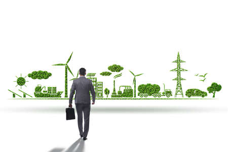 Businessman in green and the environmental conceptの写真素材