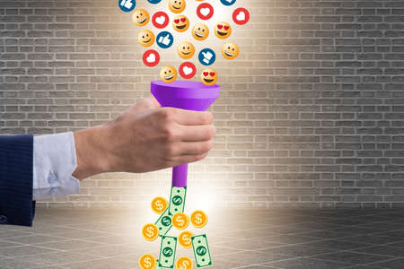 Social network monetization concept with the businessmanの写真素材