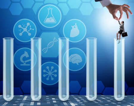 Artificial intelligence concept with businesswoman out of tube