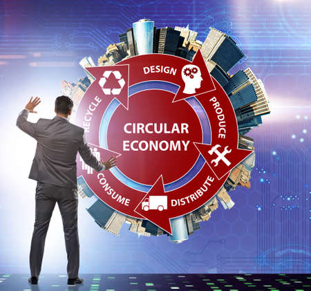 Concept of circular economy with businessman