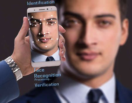 Concept of face recognition software and hardwareの写真素材