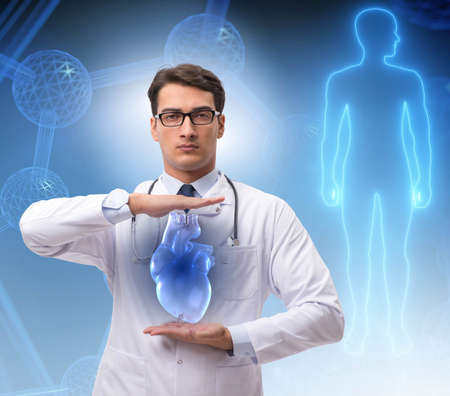 Heart treatment in telemedicine conceptの写真素材