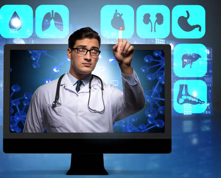 Telehealth concept with doctor doing remote check-upの写真素材