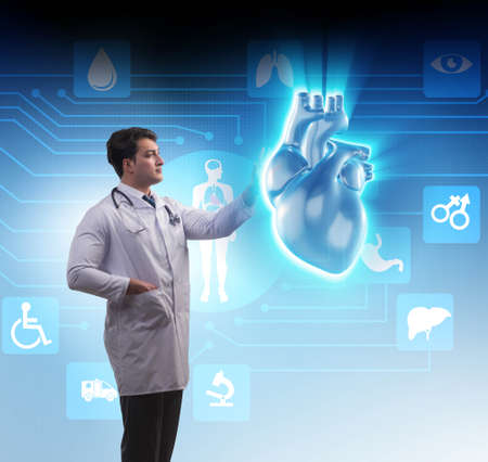 Heart treatment in telemedicine concept