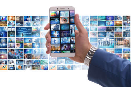 Collage of photos with businessman