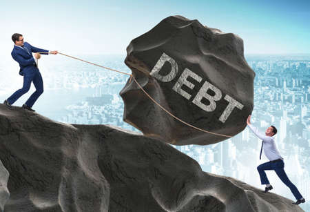 The business concept of debt and borrowing