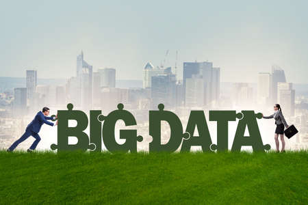 Big data concept with jigsaw puzzle pieces