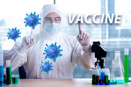 Man doctor working on coronavirus covid-19 vaccine
