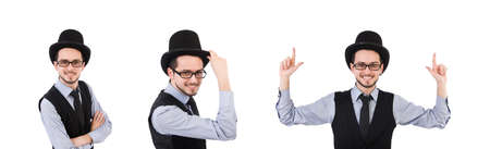 Young man in hat isolated on whiteの写真素材