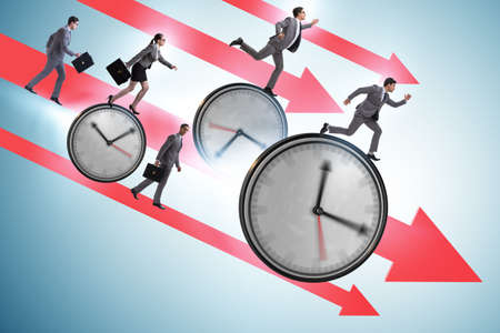 The concept of recession and decline with time clocksの写真素材