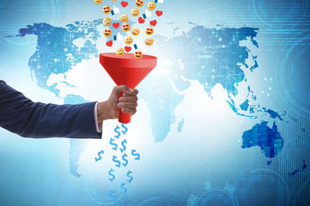 Social network monetization concept with the businessmanの写真素材