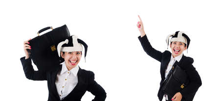 Businessman clown isolated on whiteの写真素材