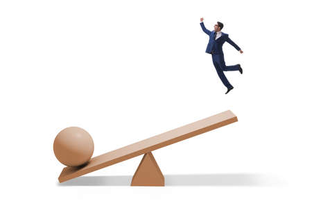 Career progression concept with businessman and seesawの写真素材