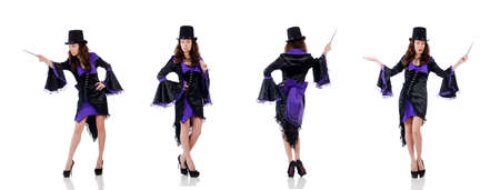 Woman magician isolated on the whiteの写真素材