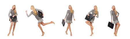 Businesswoman in business concept isolated on whiteの写真素材