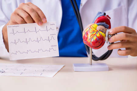 Young male doctor cardiologist working in the clinicの写真素材
