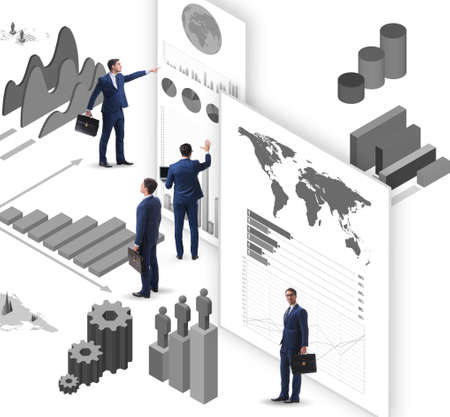 Businessman in business visualization and infographics conceptの写真素材