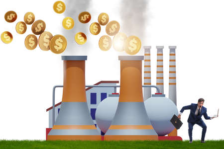 Businessman in carbon tax conceptの写真素材