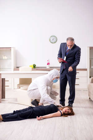 Forensic experts at the crime sceneの写真素材