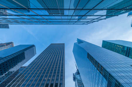 New York skyscrapers vew from street levelの写真素材