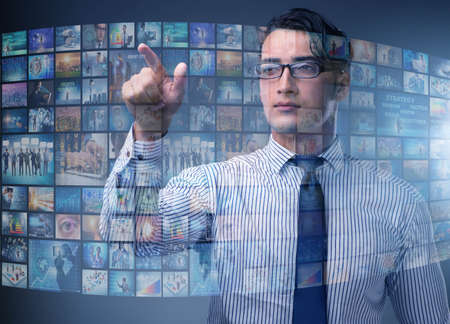 Collage of photos with businessman