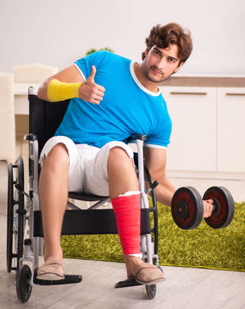 Injured man recovering from his injury