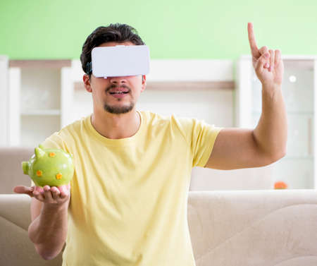 Young man with virtual reality goggles