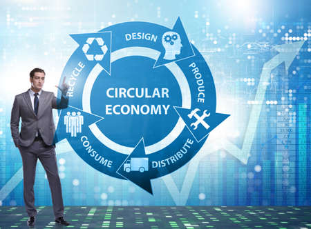 Concept of circular economy with businessmanの写真素材