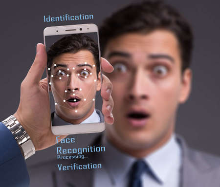 Concept of face recognition software and hardwareの写真素材