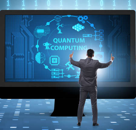 The concept of quantum computing with businessmanの写真素材