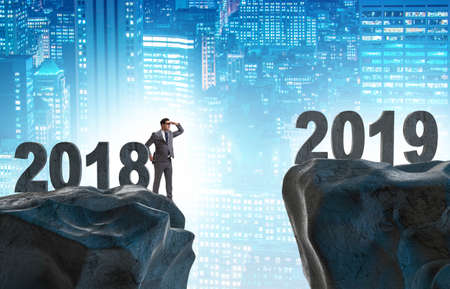 Businessman anticipating year of the 2019の写真素材