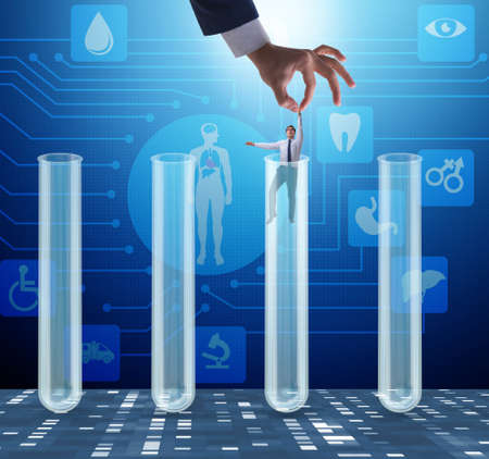 Artificial intelligence concept with businessman out of tube