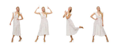 Woman in dress in fashion dress isolated on whiteの写真素材