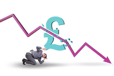 Concept of economic crisis and gbp pount inflationの写真素材