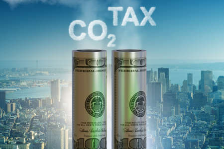 Concept of carbon tax in ecology concept - 3d renderingの写真素材