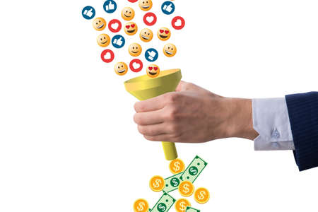 Social network monetization concept with the businessmanの写真素材