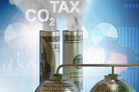 Concept of carbon tax in the ecology concept - 3d renderingの写真素材