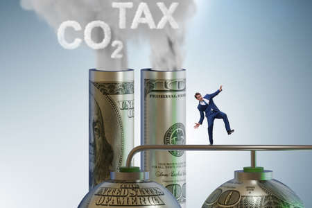 Businessman in carbon pricing concept