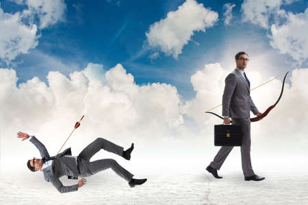 Business competition concept with businessman and bowの写真素材