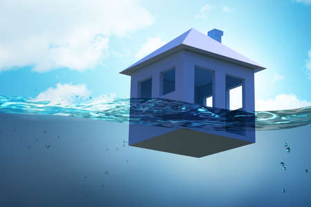 Mortgage repayment failure concept with the floating house - - 3d renderingの写真素材