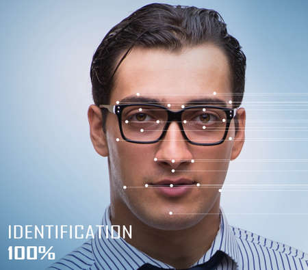 Concept of face recognition software and hardwareの写真素材