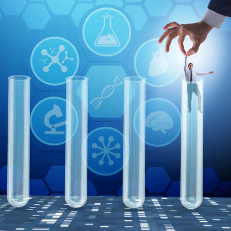 Artificial intelligence concept with businessman out of tubeの写真素材