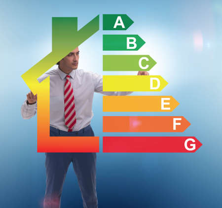 Businessman in energy efficiency conceptの写真素材