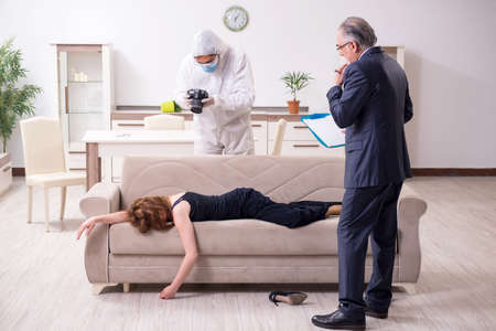 Forensic experts at the crime sceneの写真素材