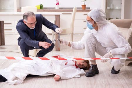Forensic experts at the crime sceneの写真素材