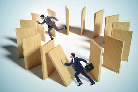 Domino effect and competition conceptの写真素材