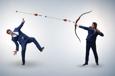 Business competition concept with businessman and bow