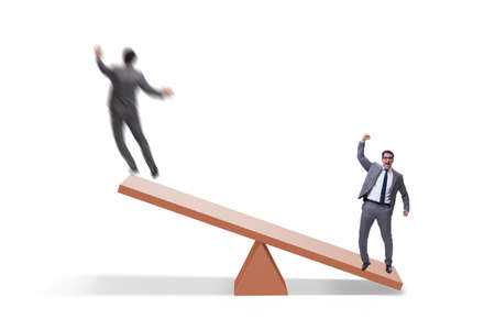 Competition concept with businessman and seesaw