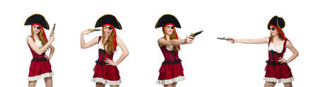 Woman pirate isolated on whiteの写真素材