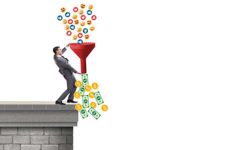 Social network monetization concept with businessmanの写真素材